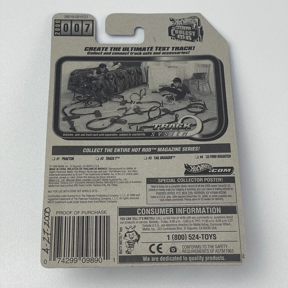 Mattel 2000 Hot Wheels Hot Rod Magazine Tail Dragger 007 Pearl White 3 of 4